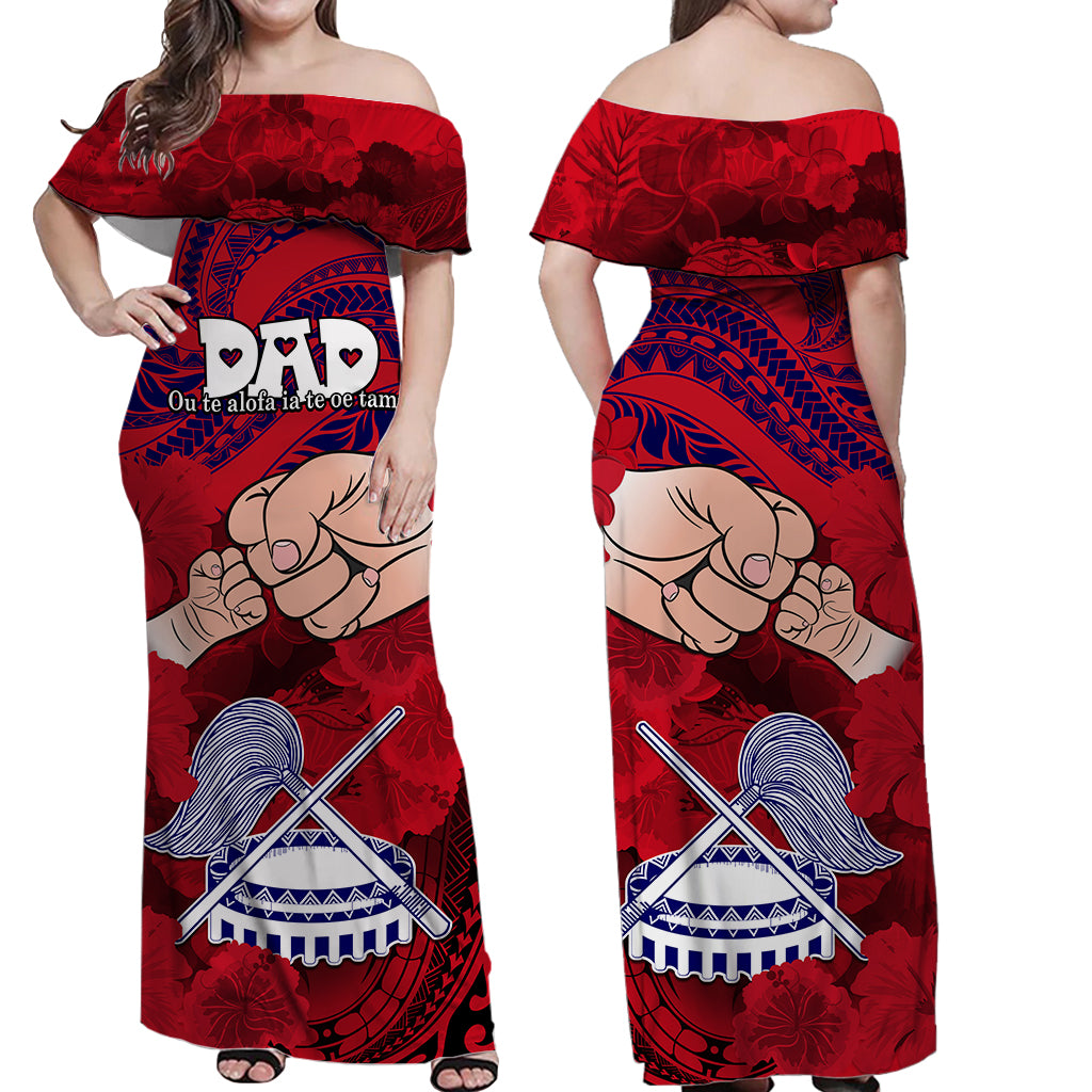 American Samoa Matching Couple Outfit Dads Day Couples Long Dress and Hawaiian Shirt Dad Ou Te Alofa Ia Te Oe Tama LT9 - Wonder Print Shop