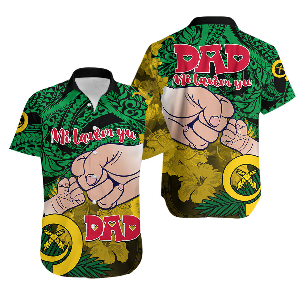 Vanuatu Matching Couple Outfit Dads Day Couples Long Dress and Hawaiian Shirt Dad Mi lavem yu - Polynesian Flowers Tribal LT9 LT9 - Wonder Print Shop