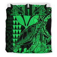 Hawaii Sea Turtle Bedding Set Polynesia Kakau with Kanaka Maoli Green LT9 - Wonder Print Shop