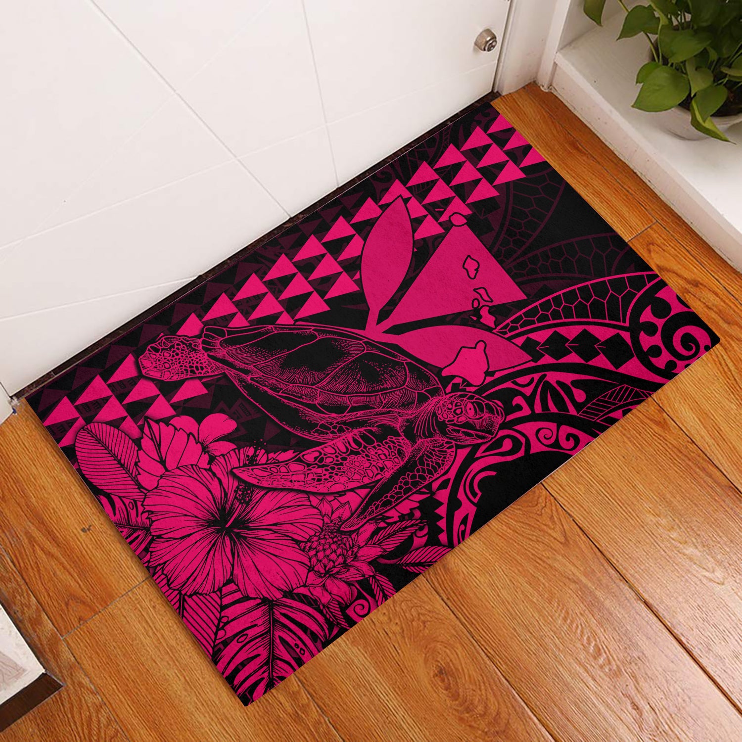 hawaii-sea-turtle-door-mats-polynesia-kakau-with-kanaka-maoli-pink