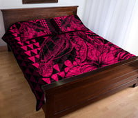 Hawaii Sea Turtle Quilt Bed Set Polynesia Kakau with Kanaka Maoli Pink - Wonder Print Shop