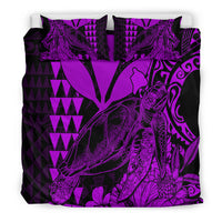 Hawaii Sea Turtle Bedding Set Polynesia Kakau with Kanaka Maoli Purple LT9 - Wonder Print Shop