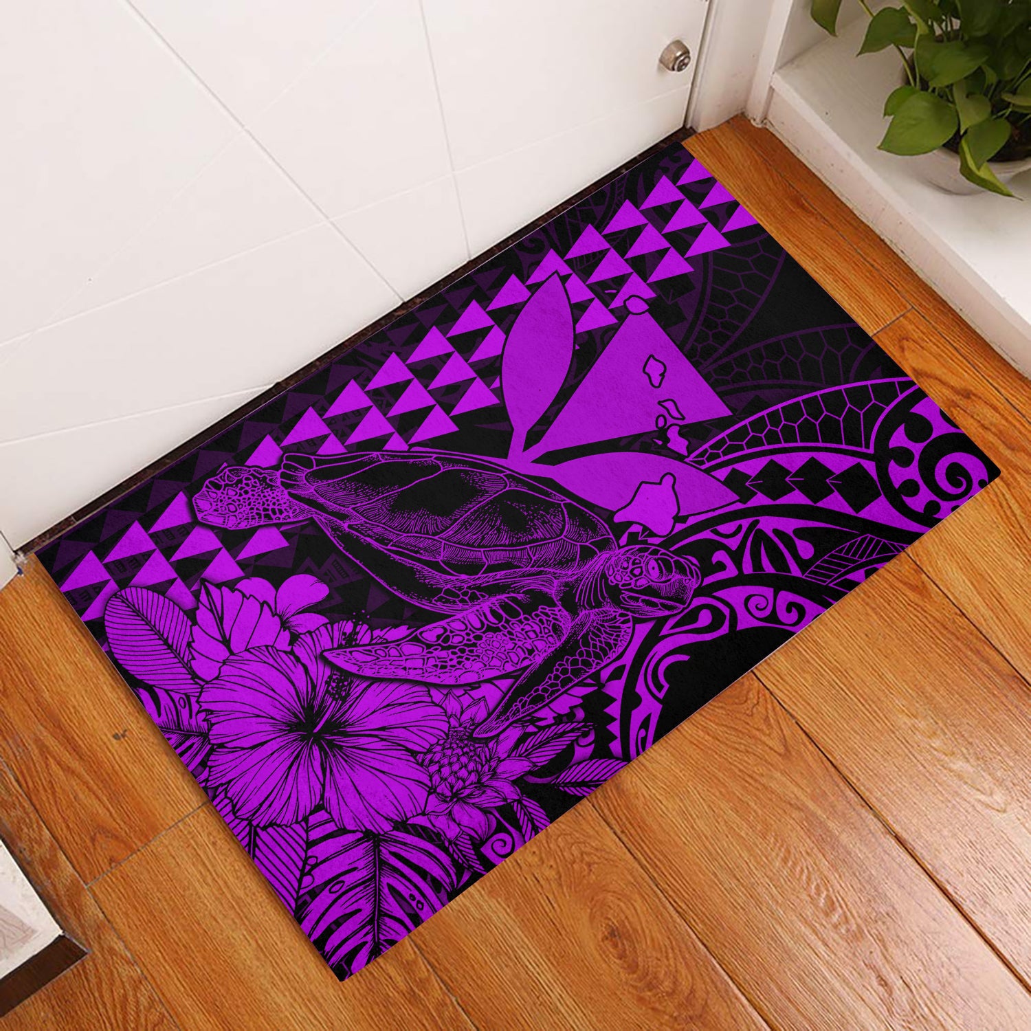 hawaii-sea-turtle-door-mats-polynesia-kakau-with-kanaka-maoli-purple