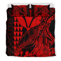 Hawaii Sea Turtle Bedding Set Polynesia Kakau with Kanaka Maoli Red LT9 - Wonder Print Shop