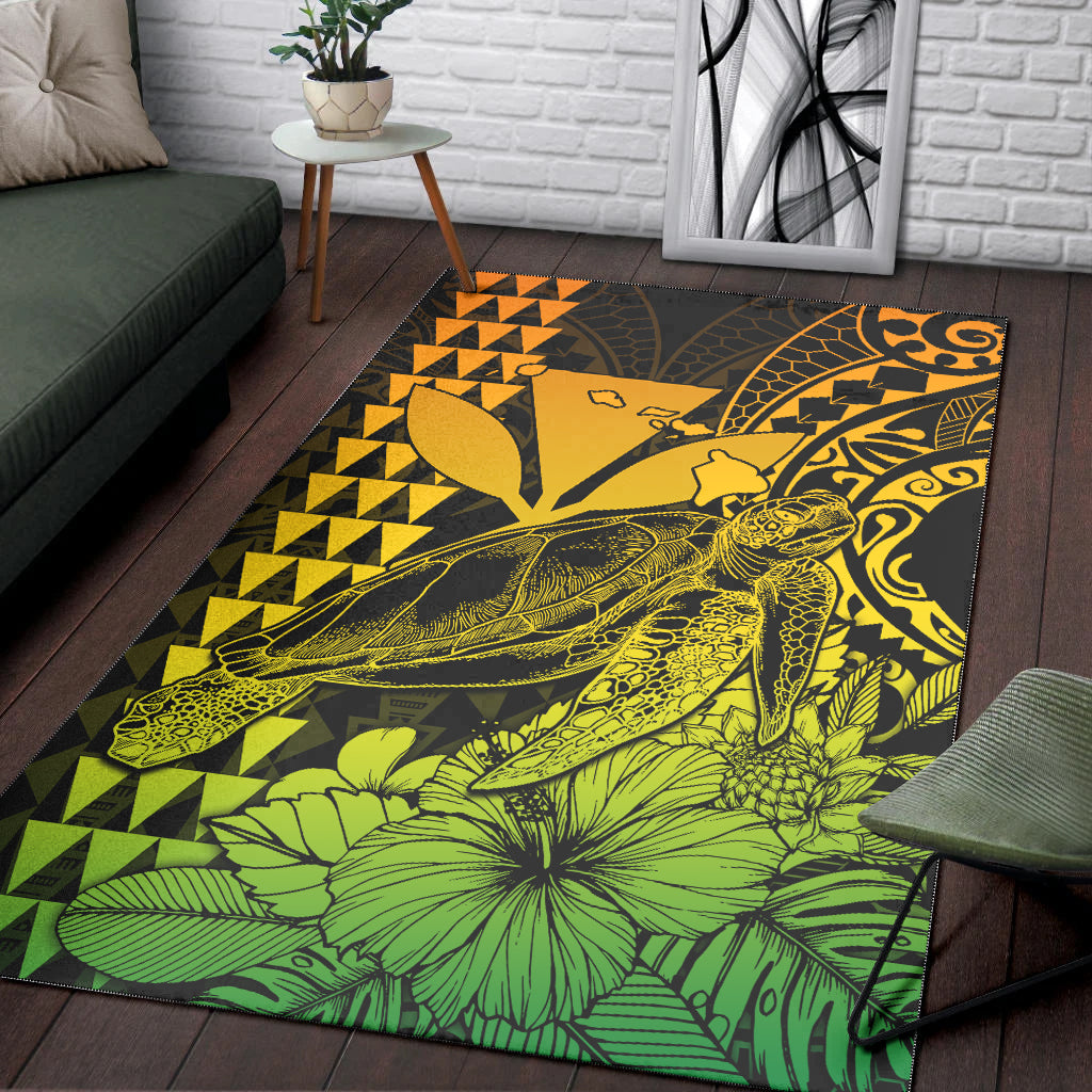 Hawaii Sea Turtle Area Rug Polynesia Kakau with Kanaka Maoli Reggae LT9 - Wonder Print Shop