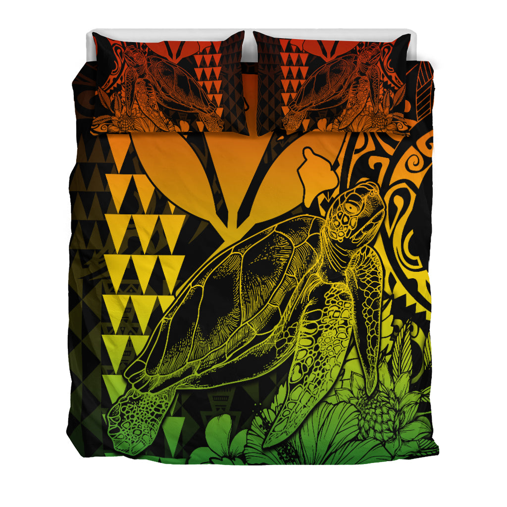 Hawaii Sea Turtle Bedding Set Polynesia Kakau with Kanaka Maoli Reggae LT9 - Wonder Print Shop