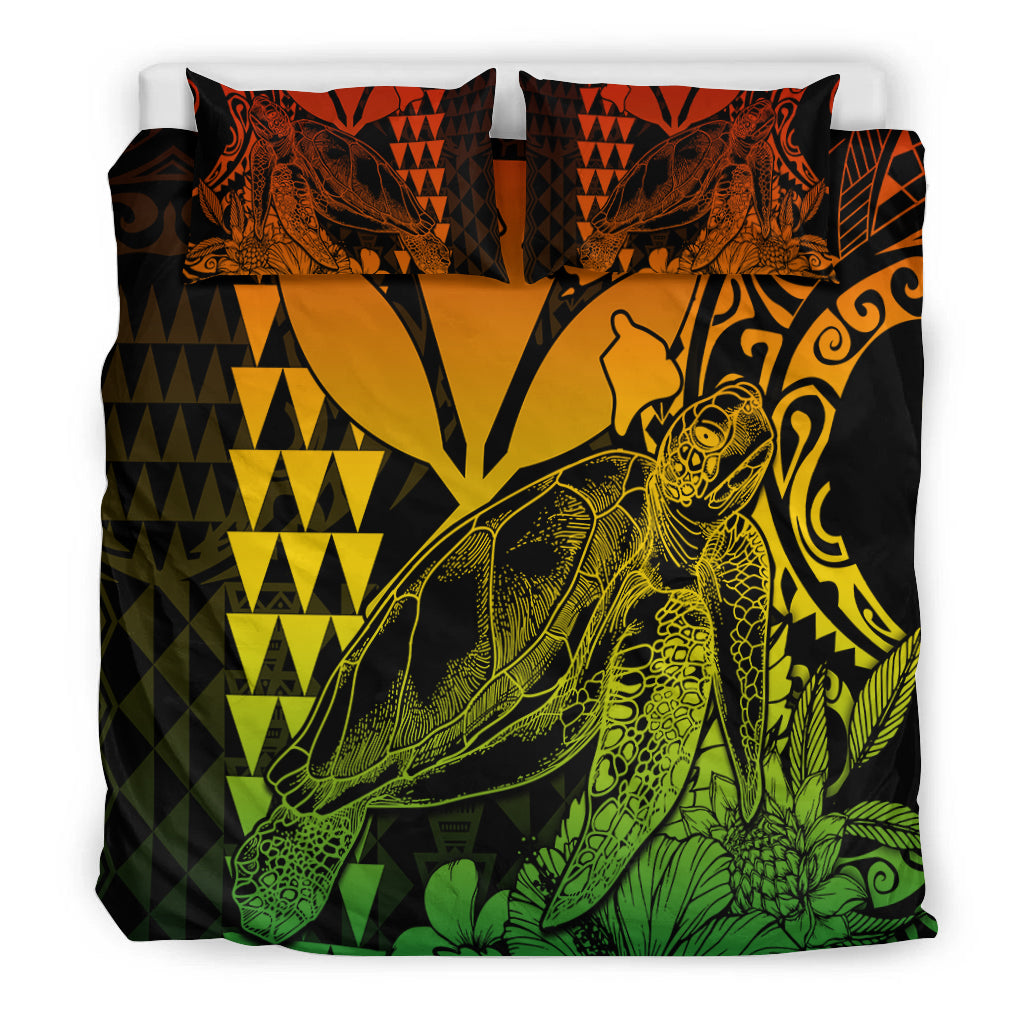 Hawaii Sea Turtle Bedding Set Polynesia Kakau with Kanaka Maoli Reggae LT9 - Wonder Print Shop