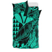 Hawaii Sea Turtle Bedding Set Polynesia Kakau with Kanaka Maoli Turquoise LT9 - Wonder Print Shop