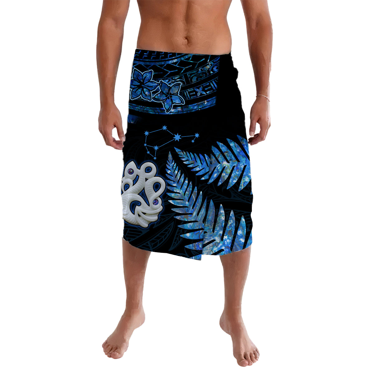 Matariki New Zealand Lavalava Manaia with Paua Shell - Blue - Wonder Print Shop