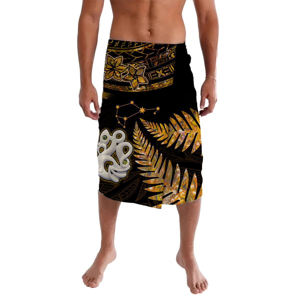 Matariki New Zealand Lavalava Manaia with Paua Shell - Gold - Wonder Print Shop