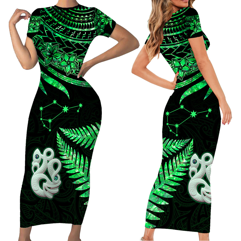 matariki-new-zealand-short-sleeve-body-long-dress-manaia-with-paua-shell-green
