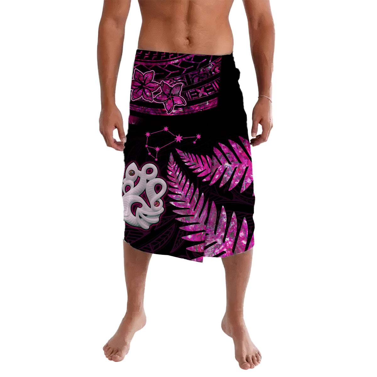 Matariki New Zealand Lavalava Manaia with Paua Shell - Pink - Wonder Print Shop