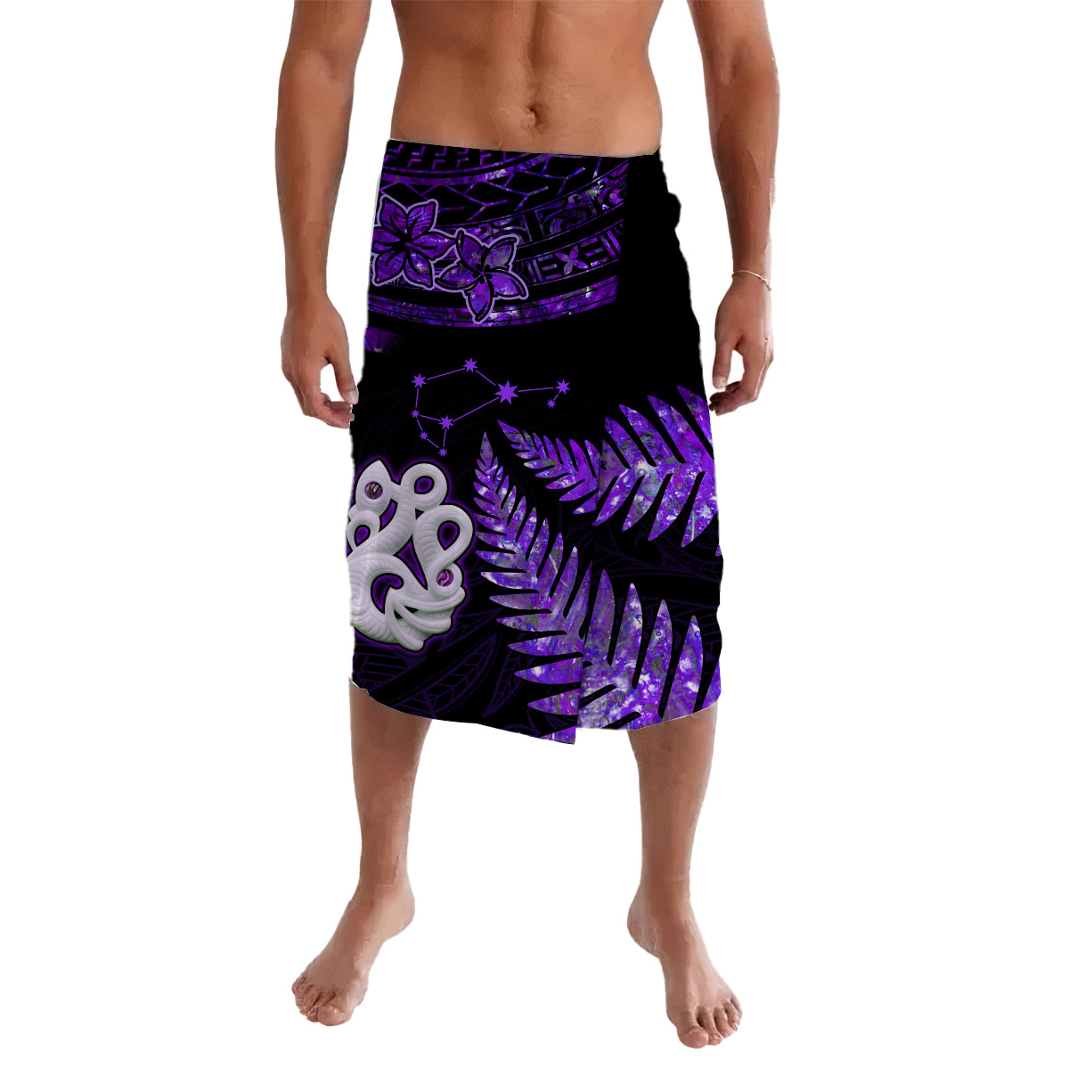 Matariki New Zealand Lavalava Manaia with Paua Shell - Purple - Wonder Print Shop