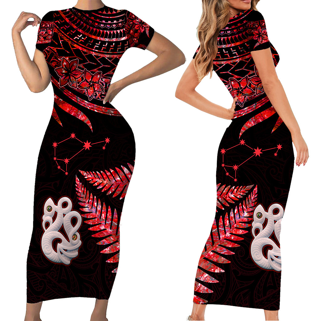 matariki-new-zealand-short-sleeve-body-long-dress-manaia-with-paua-shell-red
