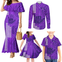 Strong Maui Family Matching Mermaid Dress and Hawaiian Shirt Good Living Hawaii with Shaka Sign Kakau Tribal Purple LT9 - Wonder Print Shop