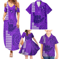 Strong Maui Family Matching Summer Maxi Dress and Hawaiian Shirt Good Living Hawaii with Shaka Sign Kakau Tribal Purple - Wonder Print Shop