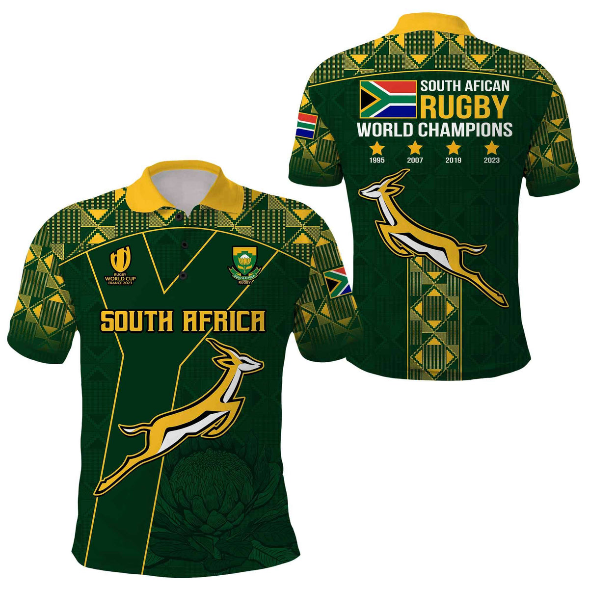 Springboks Rugby Polo Shirt South Africa History Champions - Wonder Print Shop
