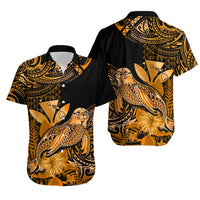 Matching Outfit For Couples Hawaii Monk Seal Puletasi Dress and Hawaiian Shirt Polynesian Kakau With Kanaka Gold - Wonder Print Shop