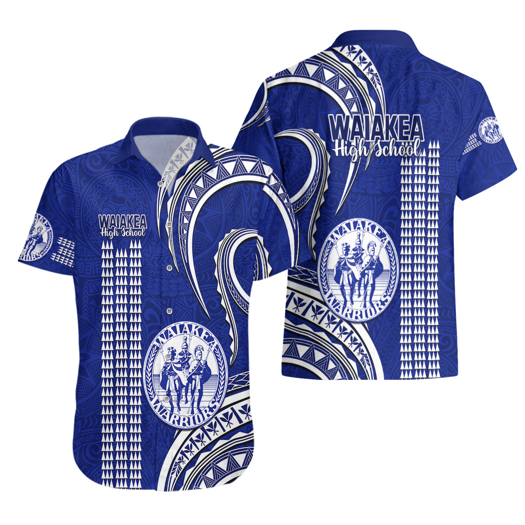 Matching Outfit For Couples Hawaii Waiakea High School Puletasi Dress and Hawaiian Shirt Polynesian Kakau Pattern - Wonder Print Shop