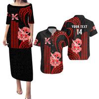 Personalised Matching Outfit For Couples Hawaii Kalani High School Puletasi Dress and Hawaiian Shirt Polynesian Kakau Pattern - Wonder Print Shop