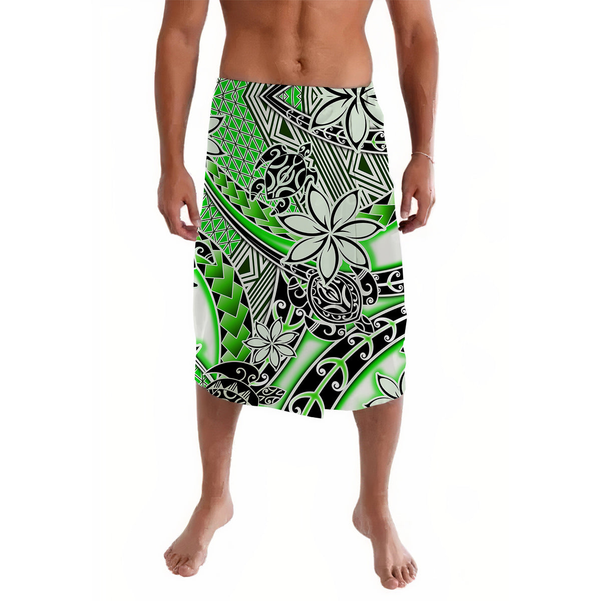 Hawaii Lavalava Tribal Plumeria With Polynesian Turtle - Wonder Print Shop