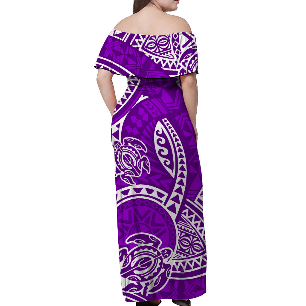 hawaii-off-shoulder-long-dress-hawaiian-tribal-honu-purple-version