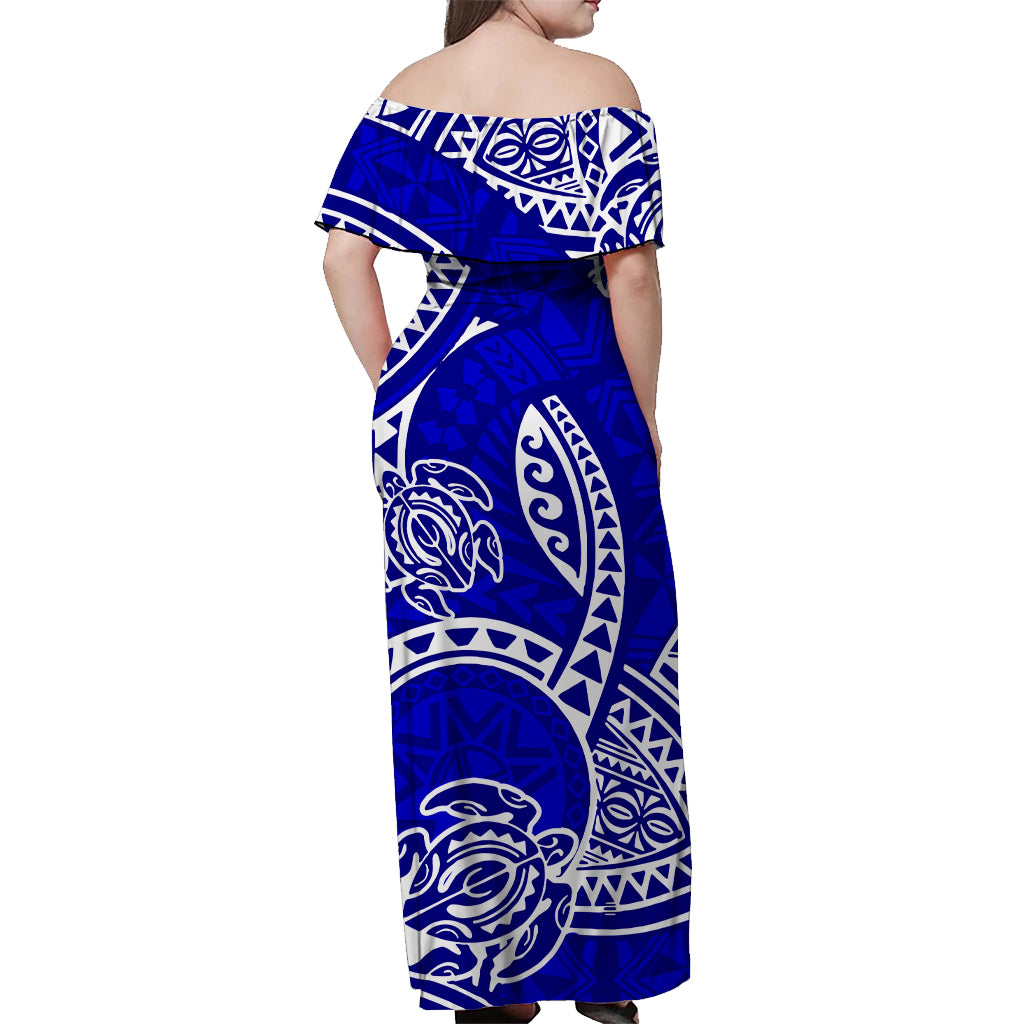hawaii-off-shoulder-long-dress-hawaiian-tribal-honu-blue-version