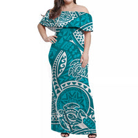 hawaii-off-shoulder-long-dress-hawaiian-tribal-honu-turquoise-version