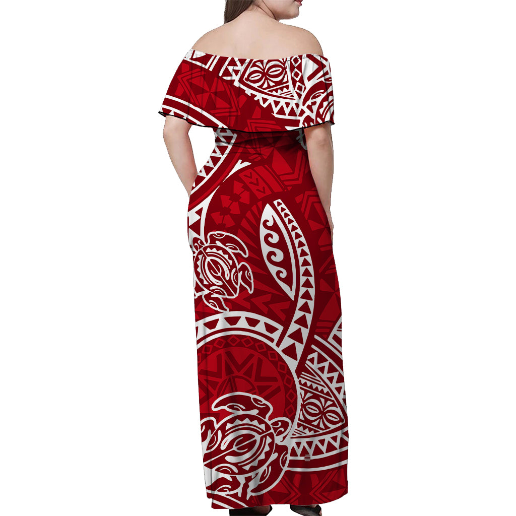 hawaii-off-shoulder-long-dress-hawaiian-tribal-honu-red-version