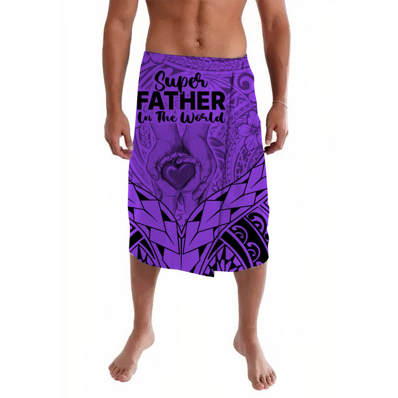 Polynesian Father's Day Gift For Dad Lavalava Super Father In The World - Purple Polynesian Pattern - Wonder Print Shop