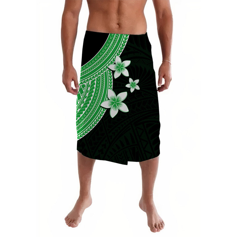 Polynesian Lavalava With Plumeria Flower Green LT6 - Wonder Print Shop