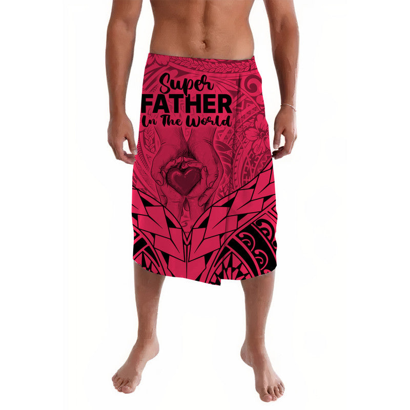 Polynesian Father's Day Gift For Dad Lavalava Super Father In The World - Pink Polynesian Pattern - Wonder Print Shop