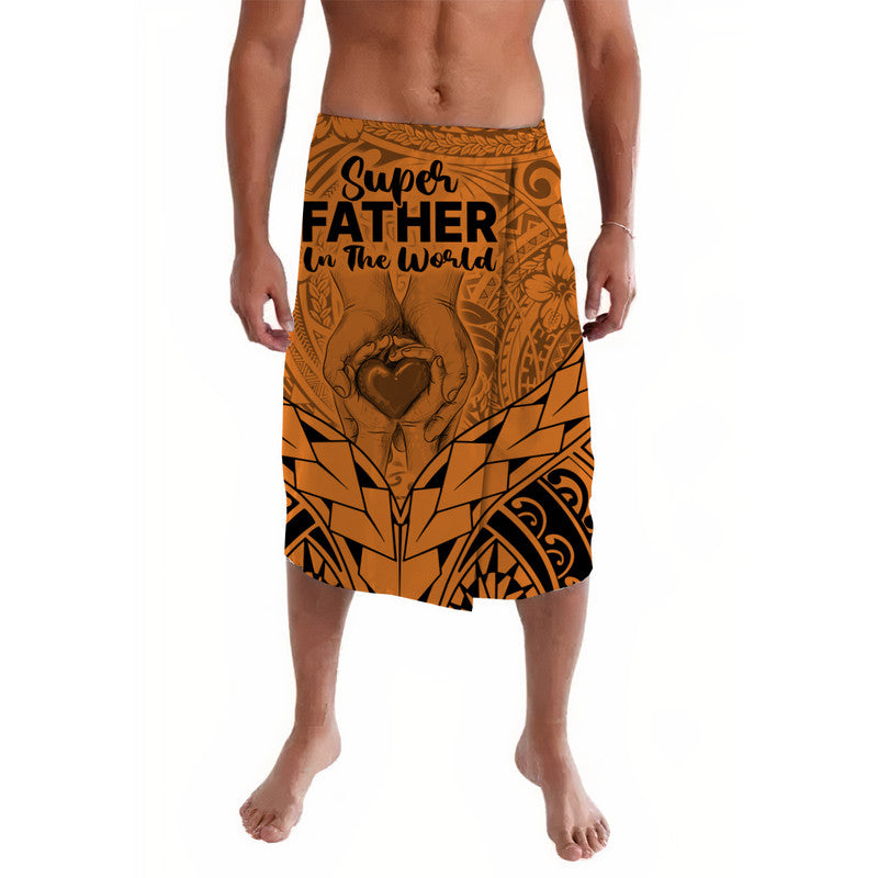 Polynesian Father's Day Gift For Dad Lavalava Super Father In The World - Gold Polynesian Pattern - Wonder Print Shop