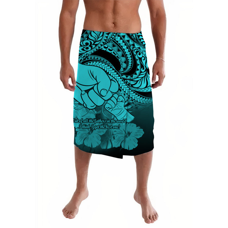 Polyneisian Pride Happy Father Day Lavalava I Love You Dad - Polynesian Tribal Aqua - Wonder Print Shop
