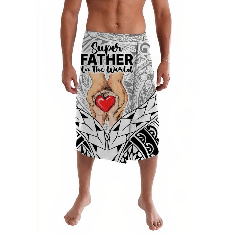 Polynesian Father's Day Gift For Dad Lavalava Super Father In The World - Black Polynesian Pattern - Wonder Print Shop