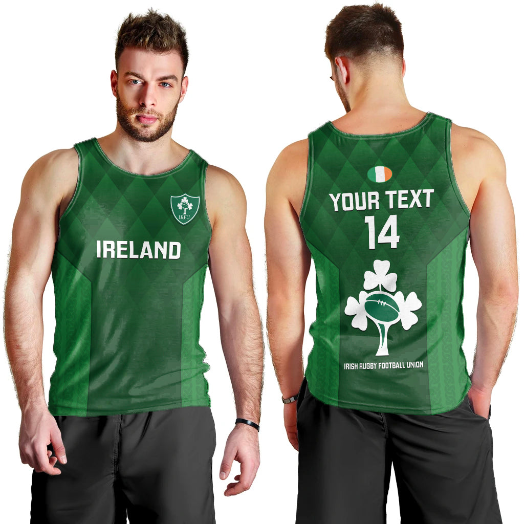 Personalised Ireland Rugby Men Tank Top 2023 Go Irish Shamrock World Cup LT14