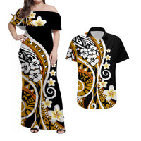 Plumeria Polynesian Matching Outfits For Couples Combo Dress And Shirt Trending Gold LT6 - Wonder Print Shop