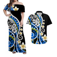 Plumeria Polynesian Matching Outfits For Couples Combo Dress And Shirt Trending Blue LT6 - Wonder Print Shop
