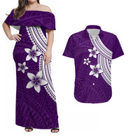 Polynesian Combo Dress And Shirt With Plumeria Flower Purple LT6 - Wonder Print Shop