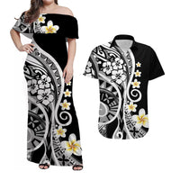 Plumeria Polynesian Matching Outfits For Couples Combo Dress And Shirt Trending Black LT6 - Wonder Print Shop