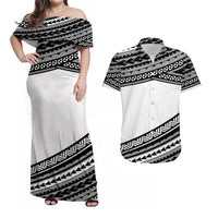 Polynesian Matching Outfits For Couples Combo Dress And Shirt Simple White LT6 - Wonder Print Shop