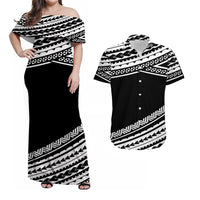 Polynesian Matching Outfits For Couples Combo Dress And Shirt Simple Black  LT6 - Wonder Print Shop