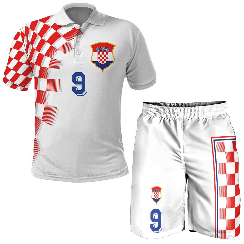 Custom Croatia Football Combo Polo Shirt and Men's Shorts Inspired by Retro Style LT03