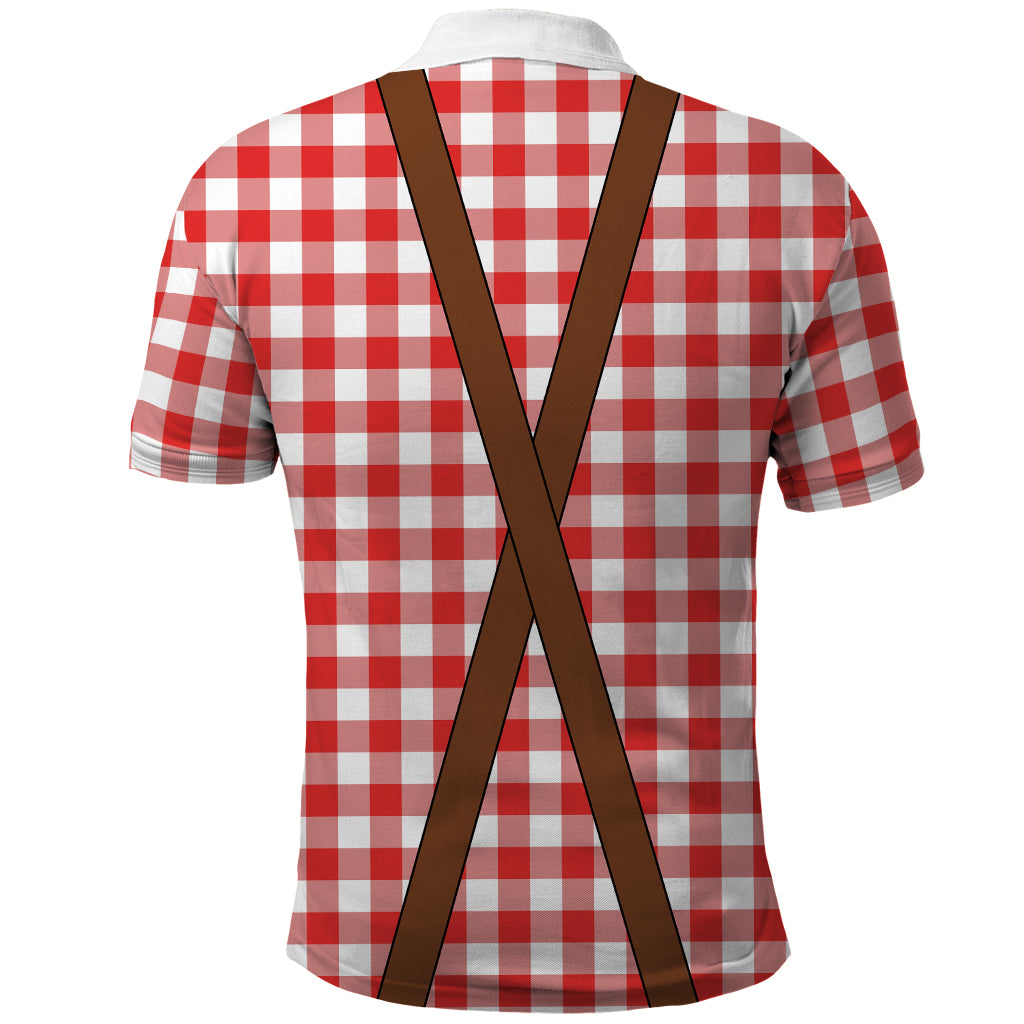 Lederhosen Costume Combo Polo Shirt and Men's Shorts Caro Pattern LT03