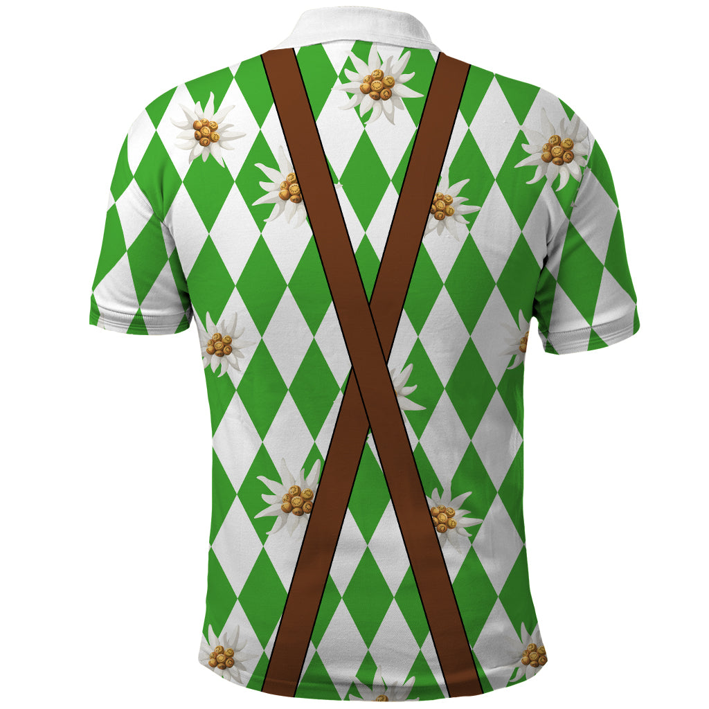 Lederhosen Costume Combo Polo Shirt and Men's Shorts Edelweiss-Bavarian Pattern LT03