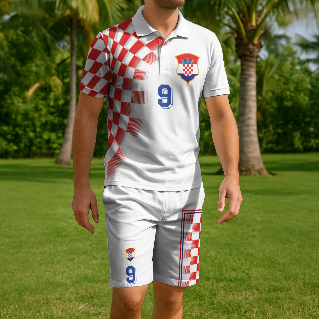 Custom Croatia Football Combo Polo Shirt and Men's Shorts Inspired by Retro Style LT03