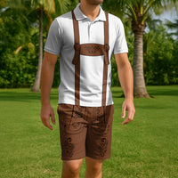 Lederhosen Costume Combo Polo Shirt and Men's Shorts Simple Style LT03