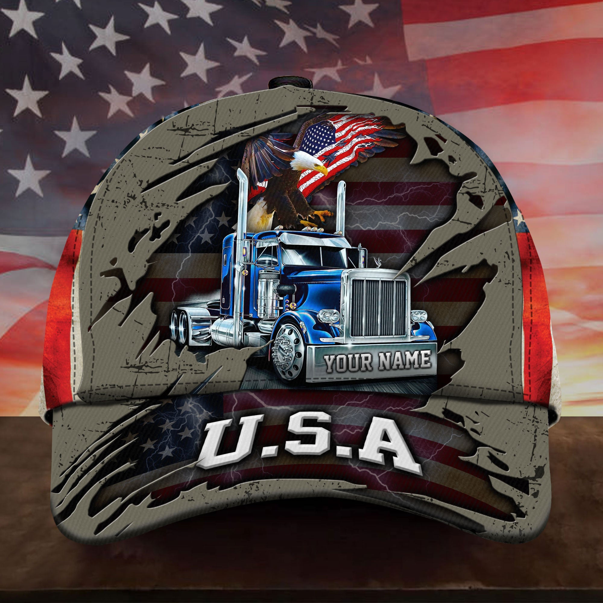 Premium American Eagle Truck Driver Hats Personalized