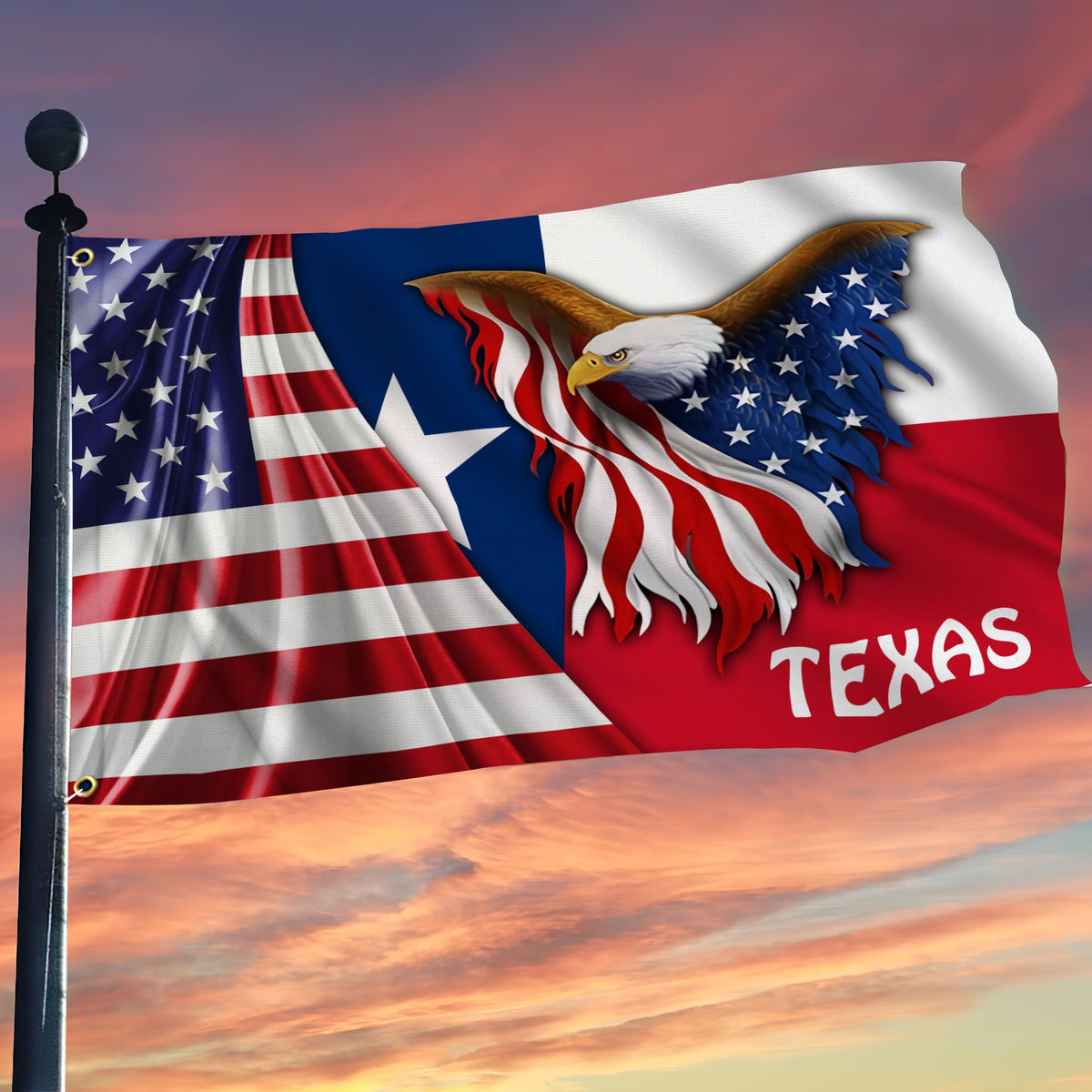 Premium Texas Eagle America Patriotic US Grommet Flag