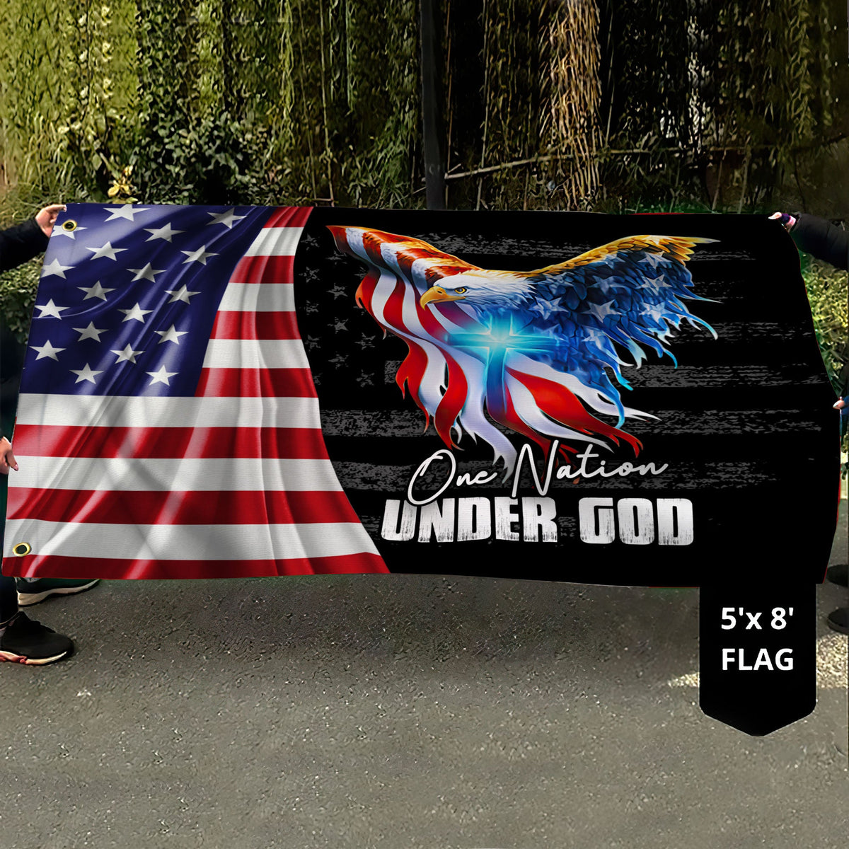 Premium Cool One Nation Under God Ver 2 America Patriotic US Grommet Flag